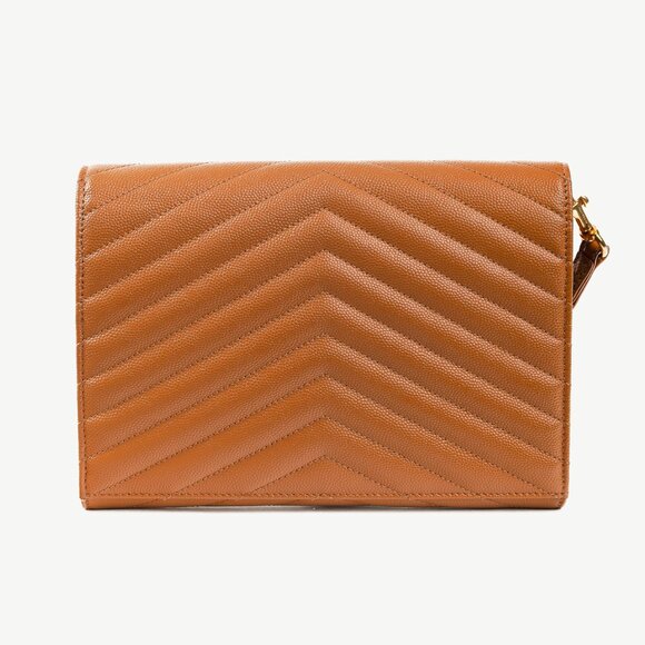 Saint Laurent Dark Natural Grain de Poudre Chevron Matelasse YSL Cassandre Flap - Picture 4 of 13